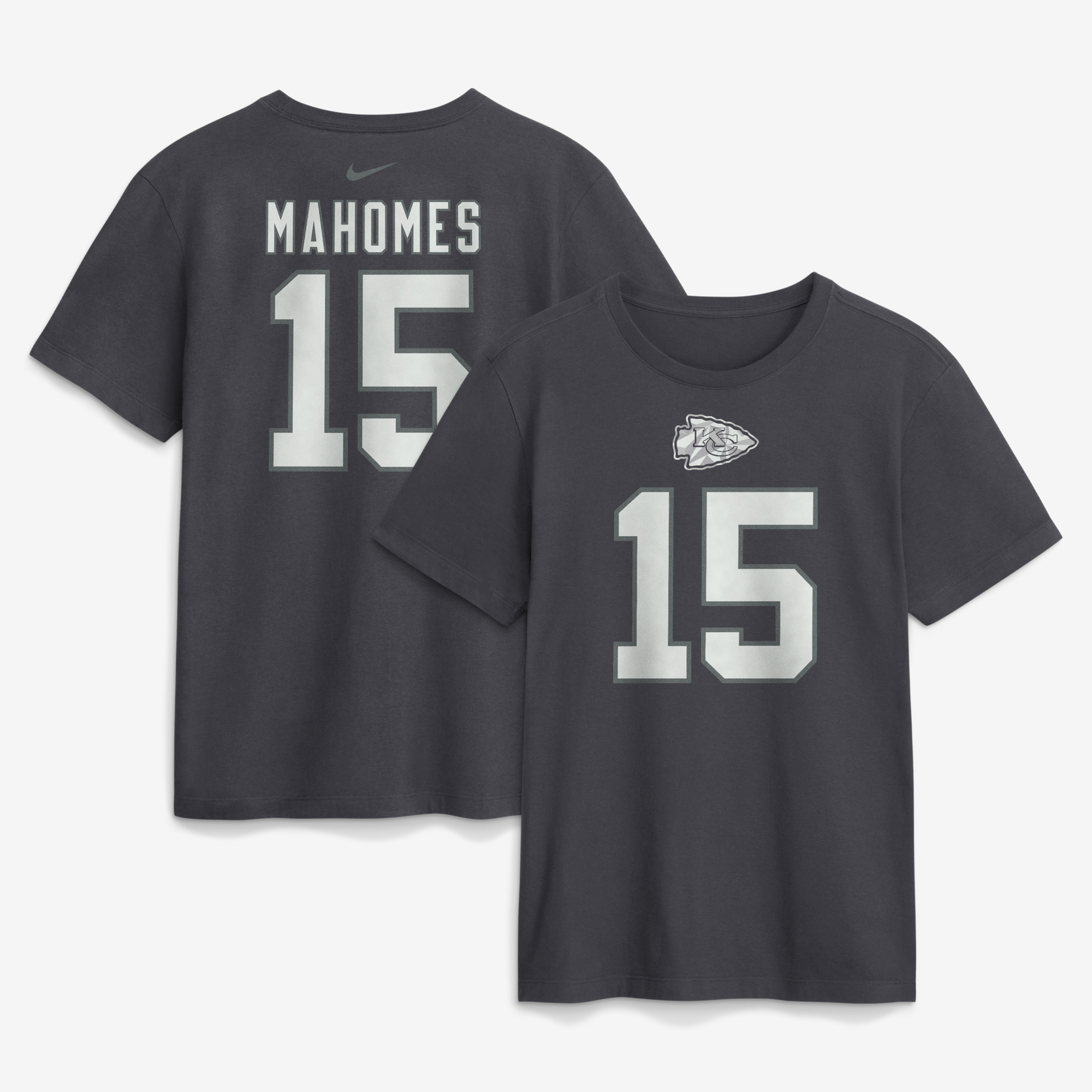 Men's Nike Patrick Mahomes Anthracite Kansas City Chiefs Name & Number T-Shirt