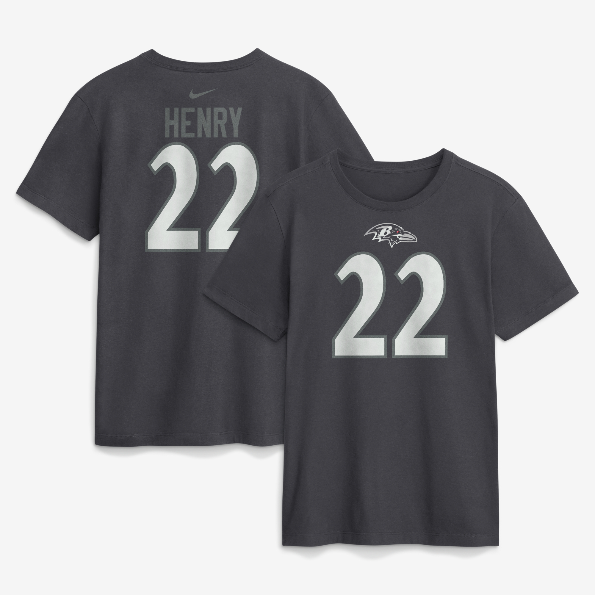 Men's Nike Derrick Henry Anthracite Baltimore Ravens Name & Number T-Shirt