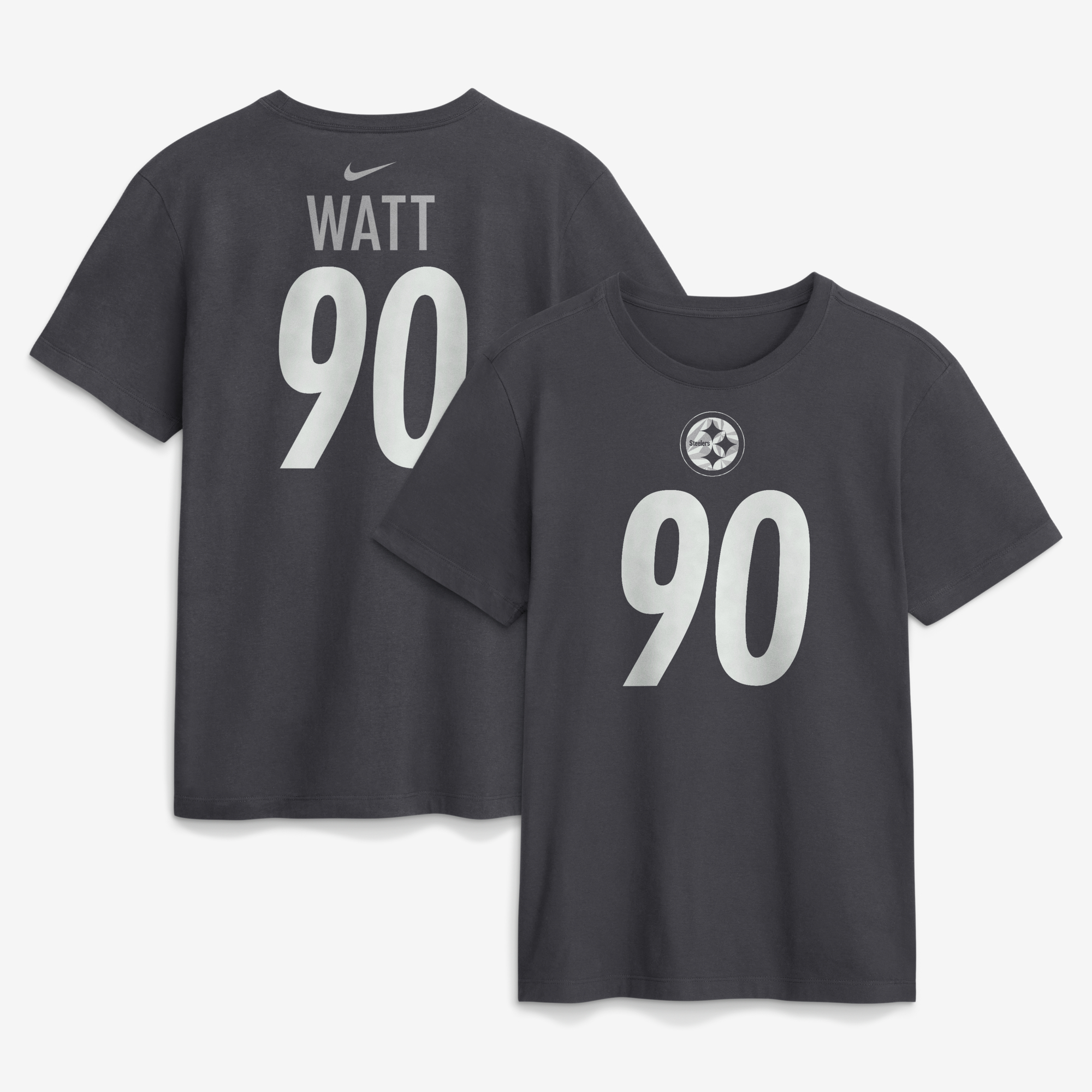Men's Nike T.J. Watt Anthracite Pittsburgh Steelers Name & Number T-Shirt