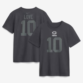 Men's Nike Jordan Love Anthracite Green Bay Packers Name & Number T-Shirt