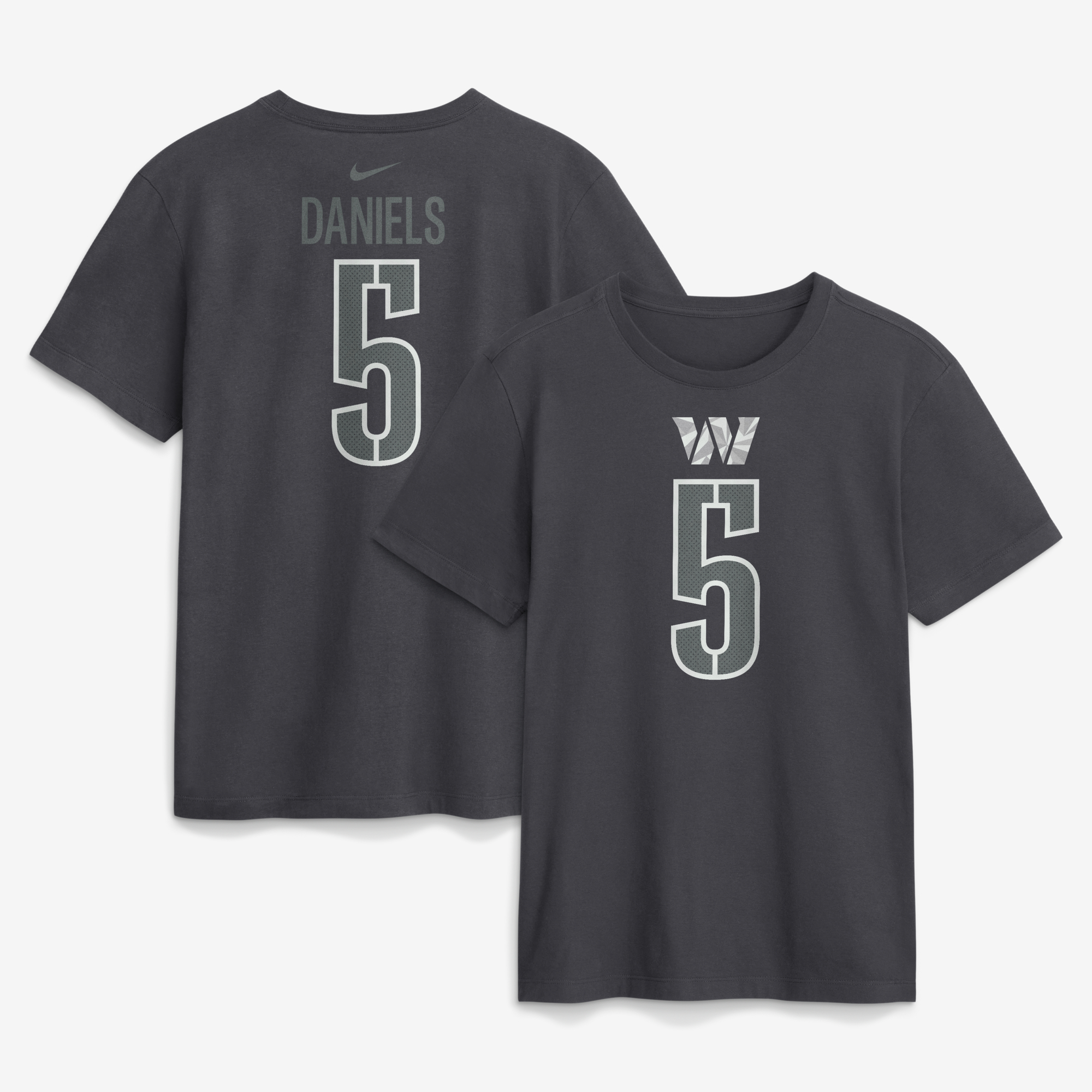 Men's Nike Jayden Daniels Anthracite Washington Commanders Name & Number T-Shirt