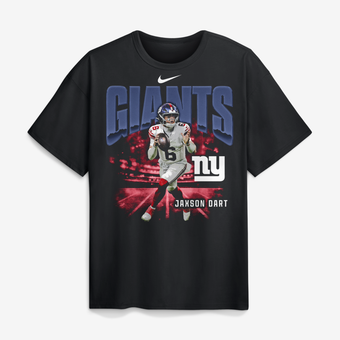 Men's Nike Jaxson Dart Black New York Giants Player Graphic Max90 T-Shirt
