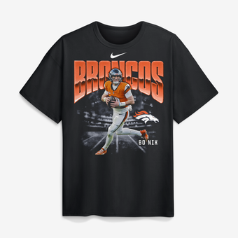 Men's Nike Bo Nix Black Denver Broncos Player Graphic Max90 T-Shirt