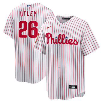 Men's Nike Chase Utley White Philadelphia Phillies Home Wall of Fame Patch Limited Edition Replica Jersey