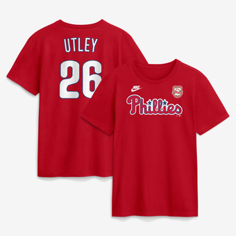 Men's Nike Chase Utley Red Philadelphia Phillies Wall of Fame Name & Number T-Shirt