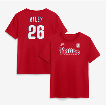 Women's Nike Chase Utley Red Philadelphia Phillies Wall of Fame Name & Number T-Shirt