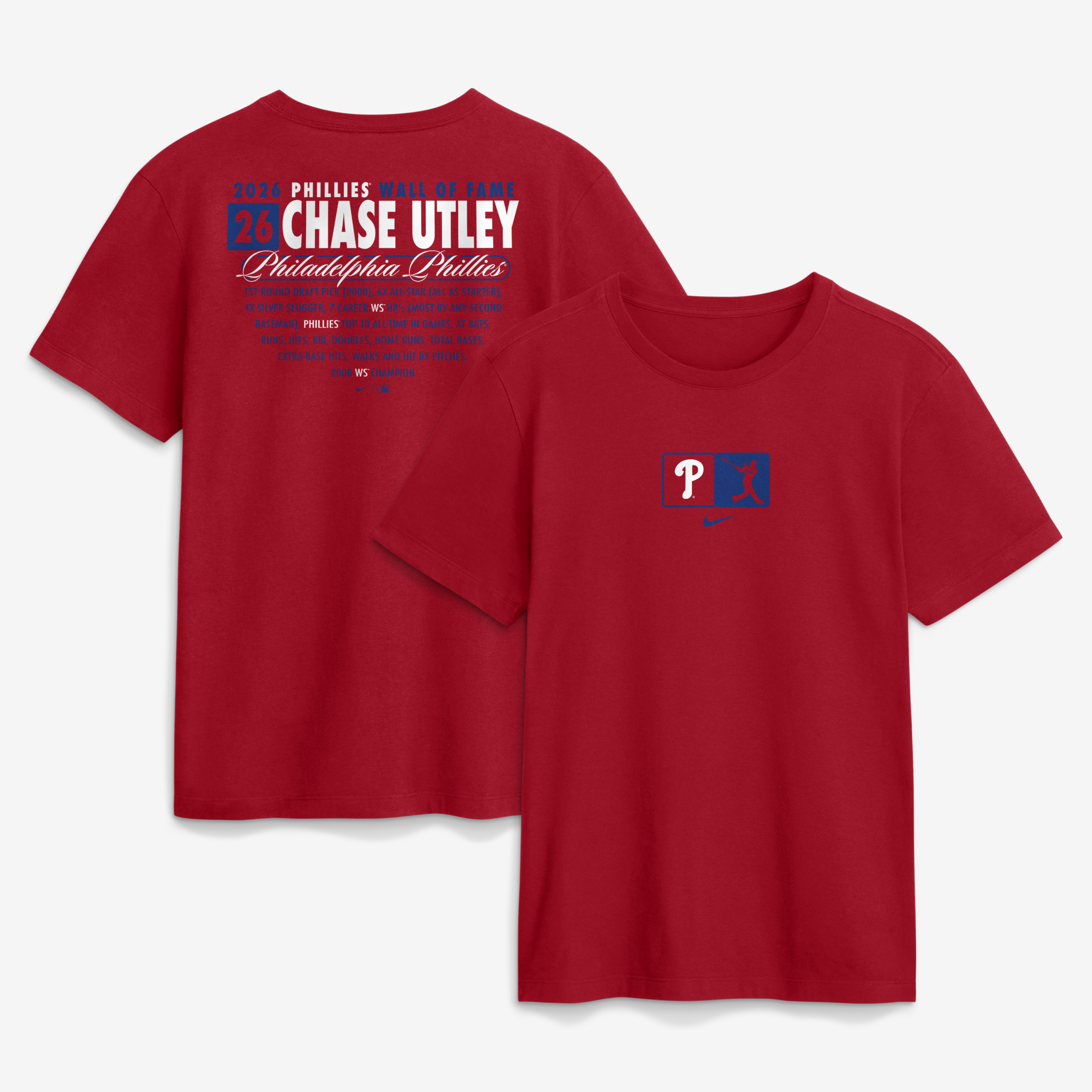 Men's Nike Chase Utley Red Philadelphia Phillies Wall of Fame T-Shirt