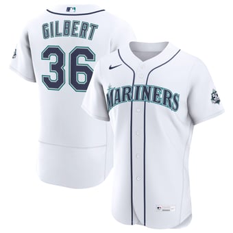 Men's Nike Logan Gilbert White Seattle Mariners Home 50th Season Authentic Jersey
