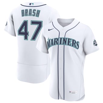 Men's Nike Matt Brash White Seattle Mariners Home 50th Season Authentic Jersey