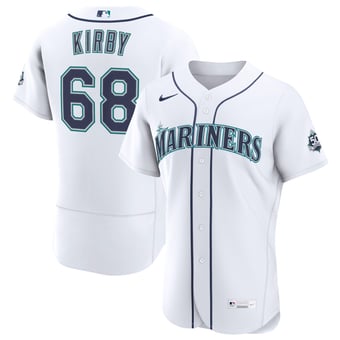 Men's Nike George Kirby White Seattle Mariners Home 50th Season Authentic Jersey