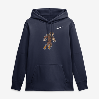 Men's Nike Navy West Virginia Mountaineers Rushing Mascot Therma-FIT Hoodie