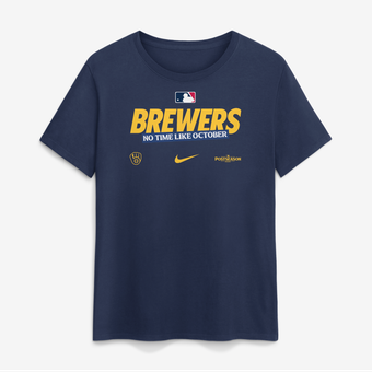 Women's Nike Navy Milwaukee Brewers 2026 MLB Postseason Authentic Collection T-Shirt