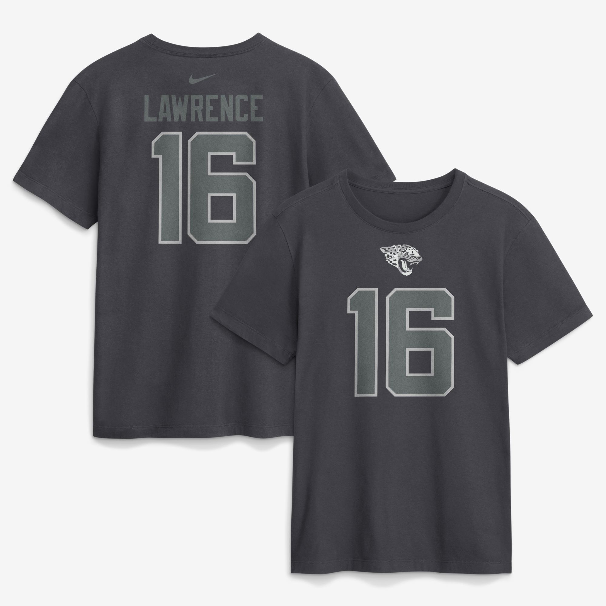 Men's Nike Trevor Lawrence Anthracite Jacksonville Jaguars Name & Number T-Shirt