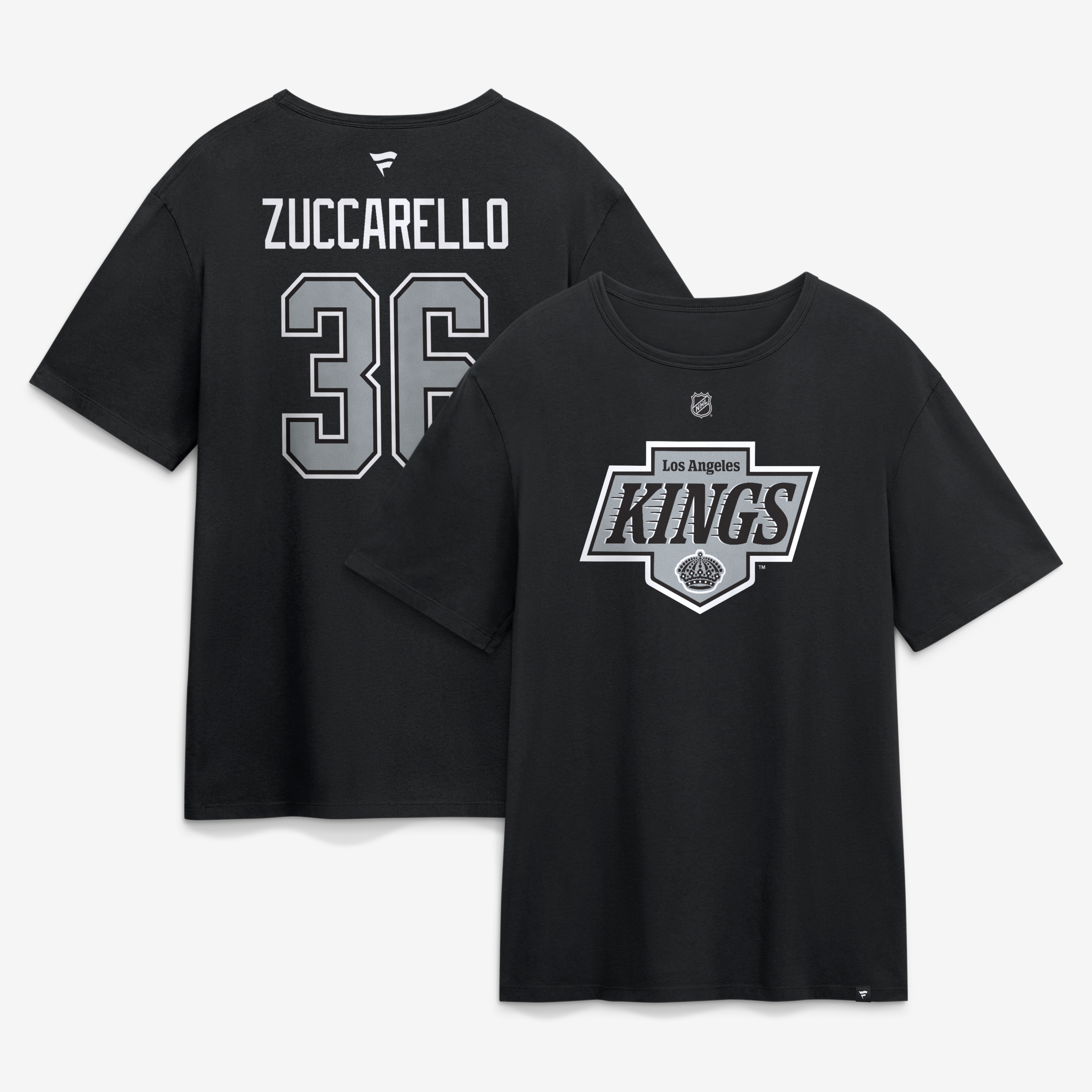 Men's Fanatics Mats Zuccarello Black Los Angeles Kings Authentic Stack Name & Number T-Shirt