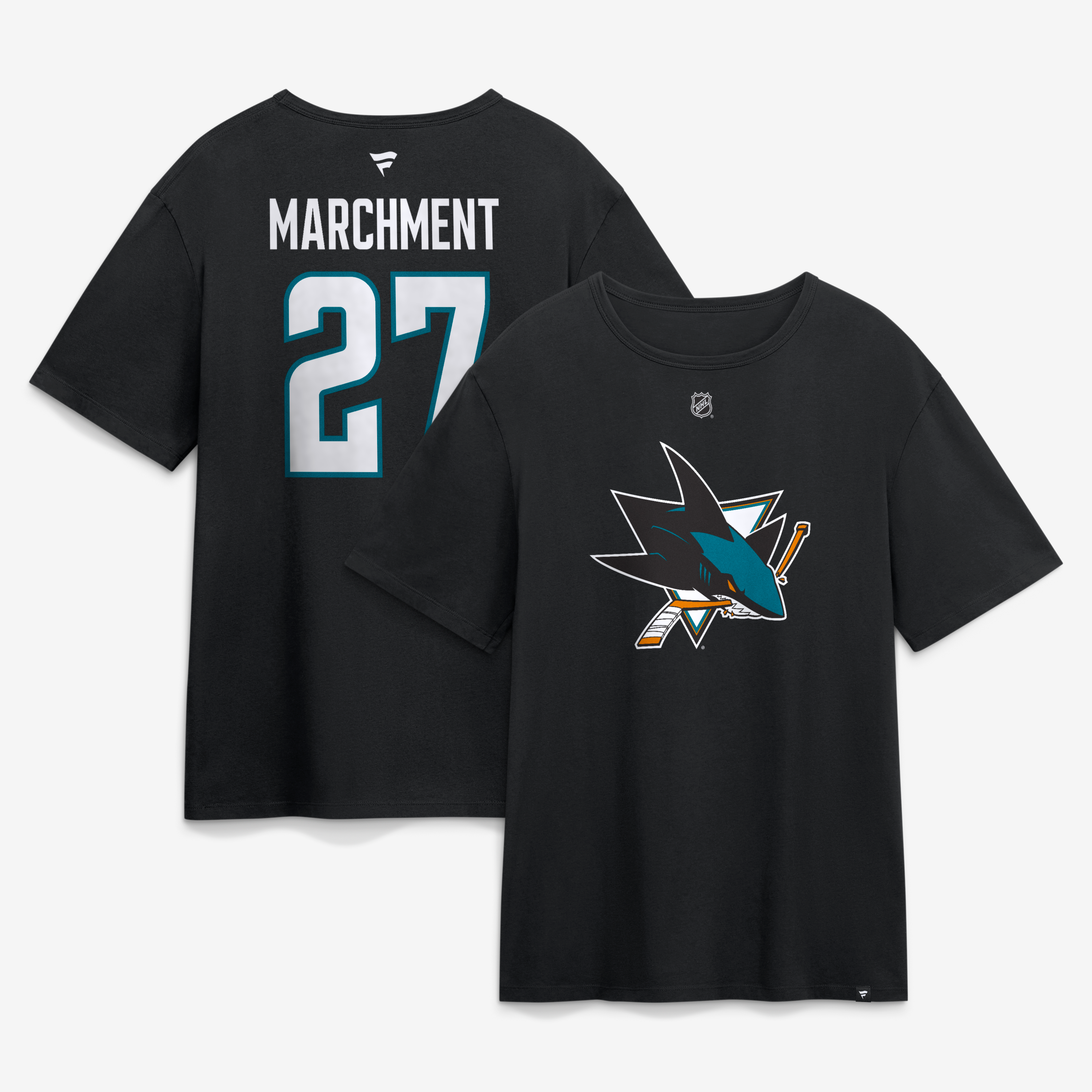 Men's Fanatics Mason Marchment Black San Jose Sharks Authentic Stack Name & Number T-Shirt