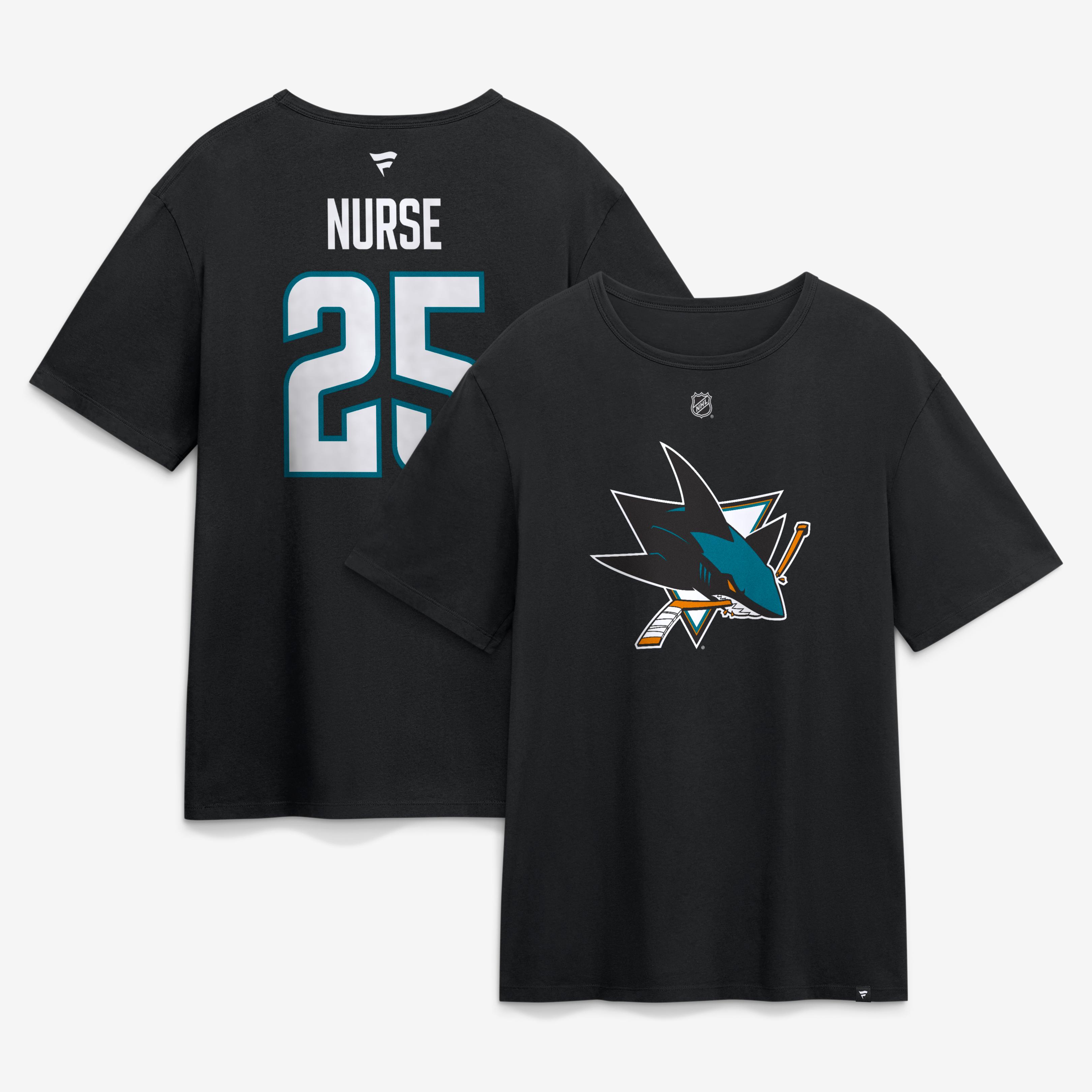 Men's Fanatics Darnell Nurse Black San Jose Sharks Authentic Stack Name & Number T-Shirt