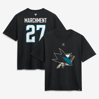 Women's Fanatics Mason Marchment Black San Jose Sharks Authentic Stack Name & Number T-Shirt