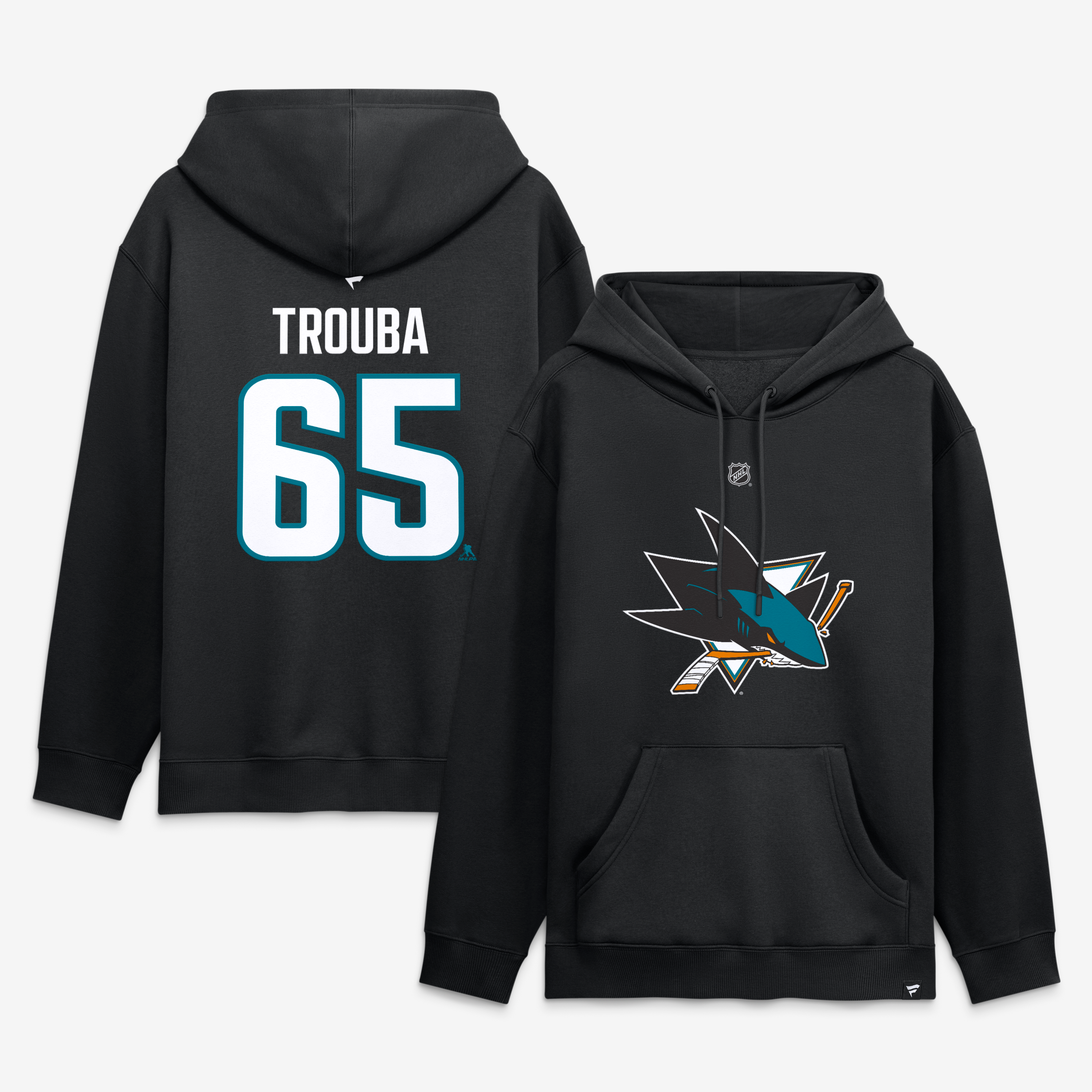 Men's Fanatics Jacob Trouba Black San Jose Sharks Authentic Stack Name & Number Hoodie