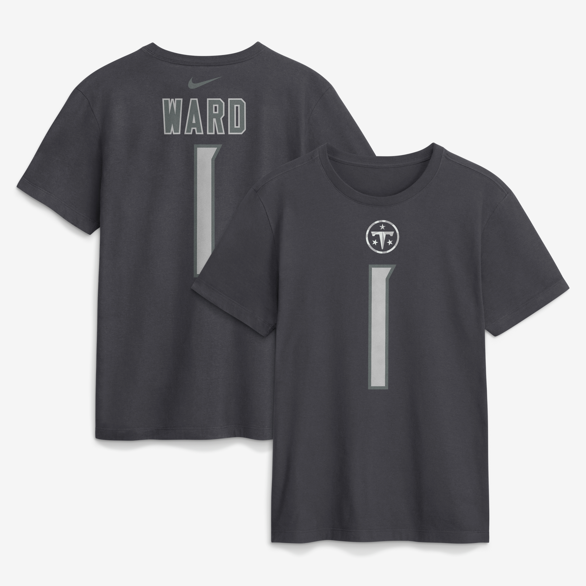 Men's Nike Cameron Ward Anthracite Tennessee Titans Name & Number T-Shirt