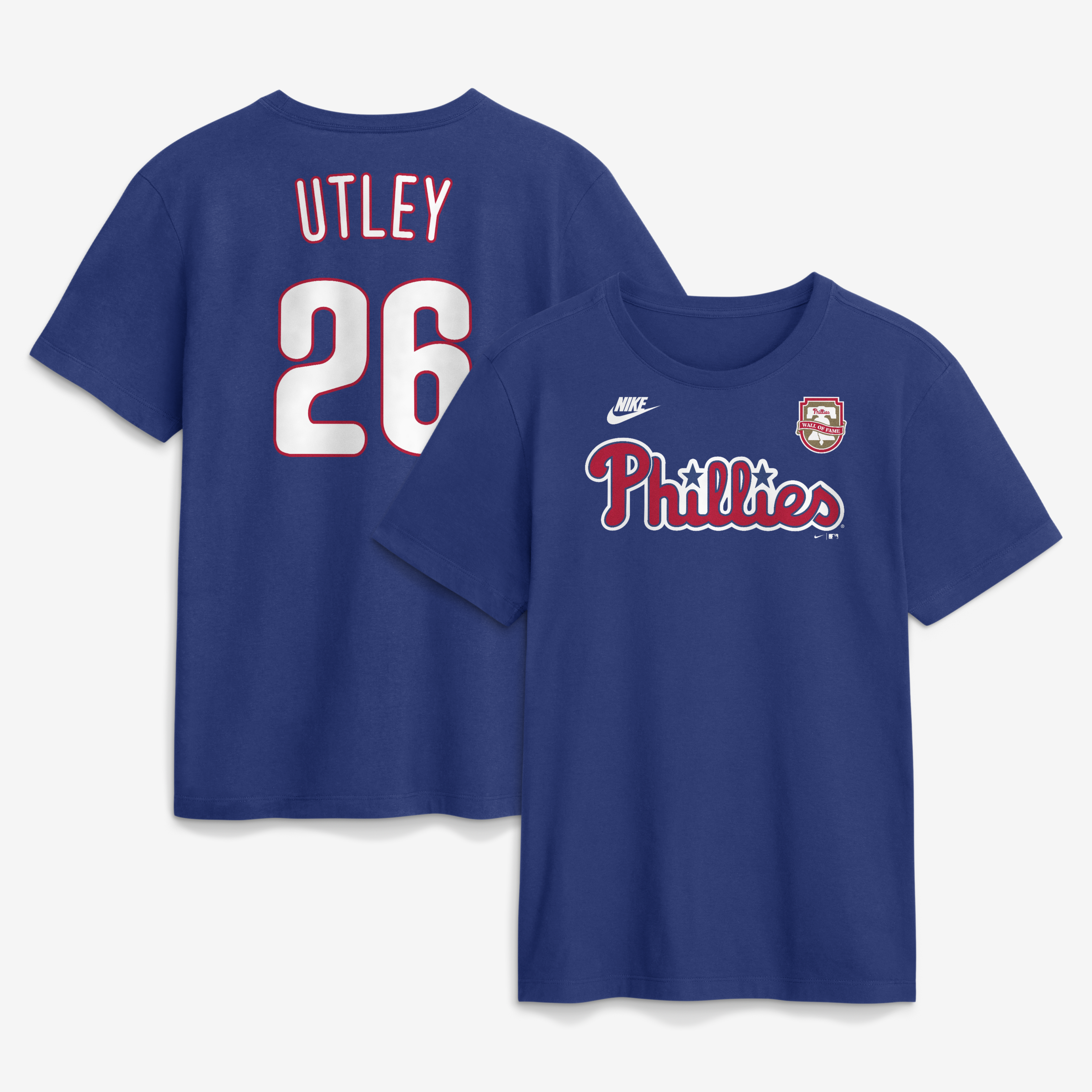 Men's Nike Chase Utley Royal Philadelphia Phillies Wall of Fame Name & Number T-Shirt