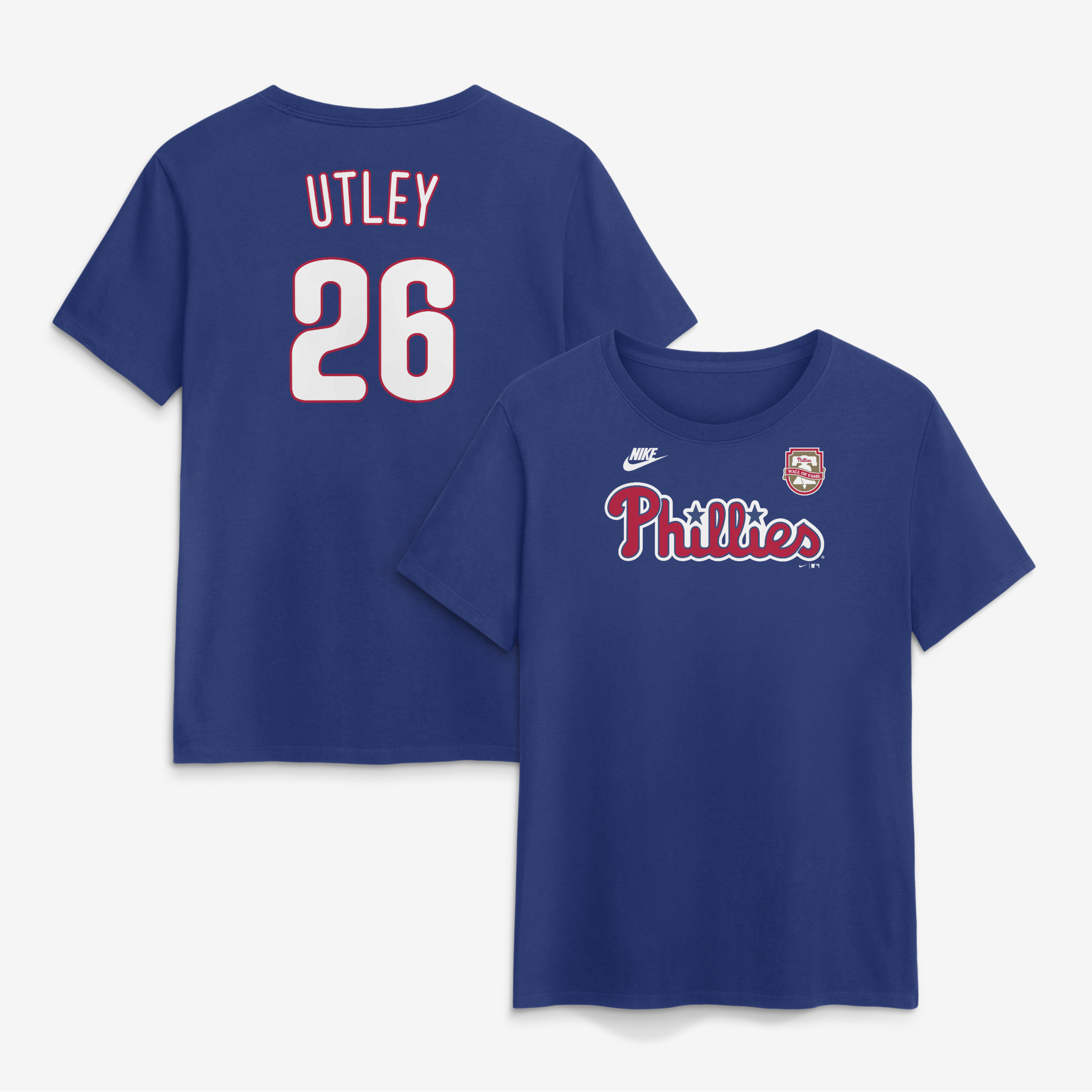 Women's Nike Chase Utley Royal Philadelphia Phillies Wall of Fame Name & Number T-Shirt