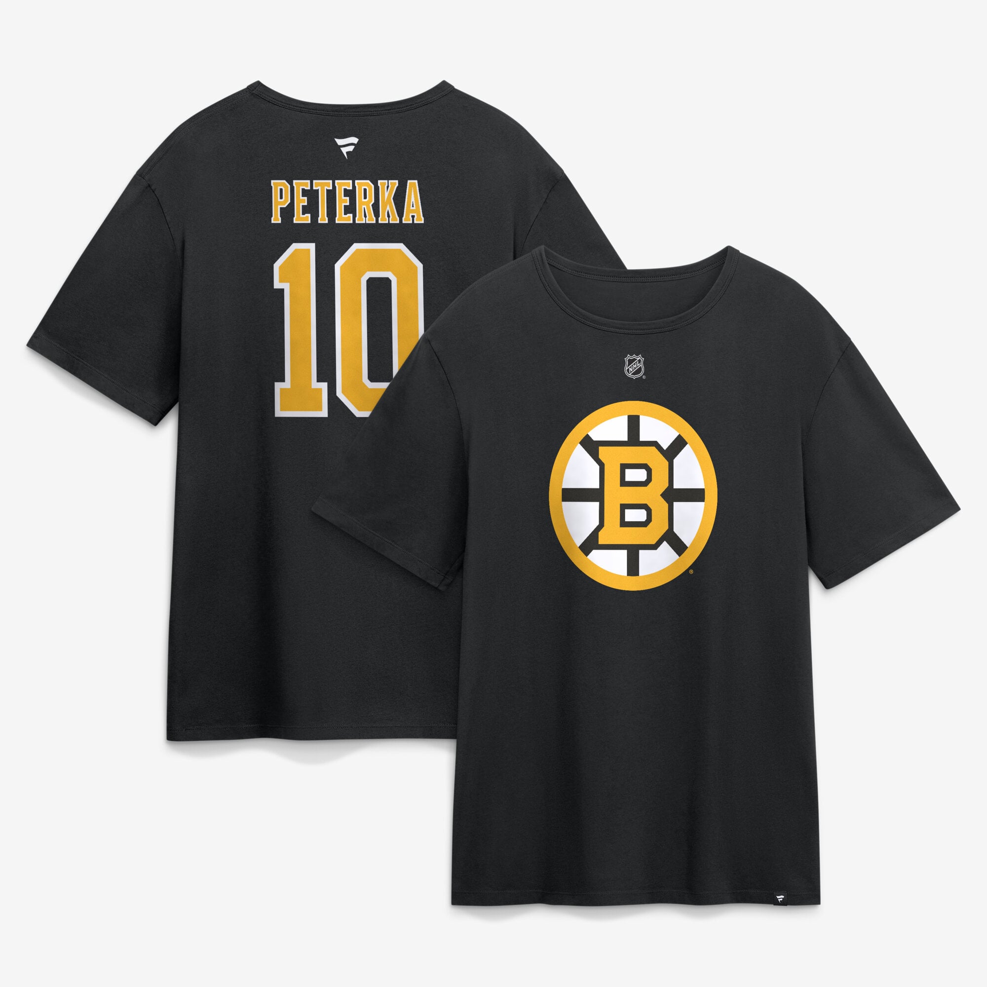 Men's Fanatics JJ Peterka Black Boston Bruins Authentic Stack Name & Number T-Shirt