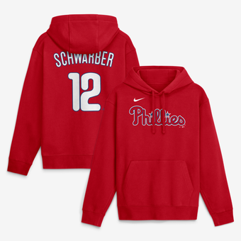Men's Nike Kyle Schwarber Red Philadelphia Phillies Name & Number Club Fleece Pullover Hoodie