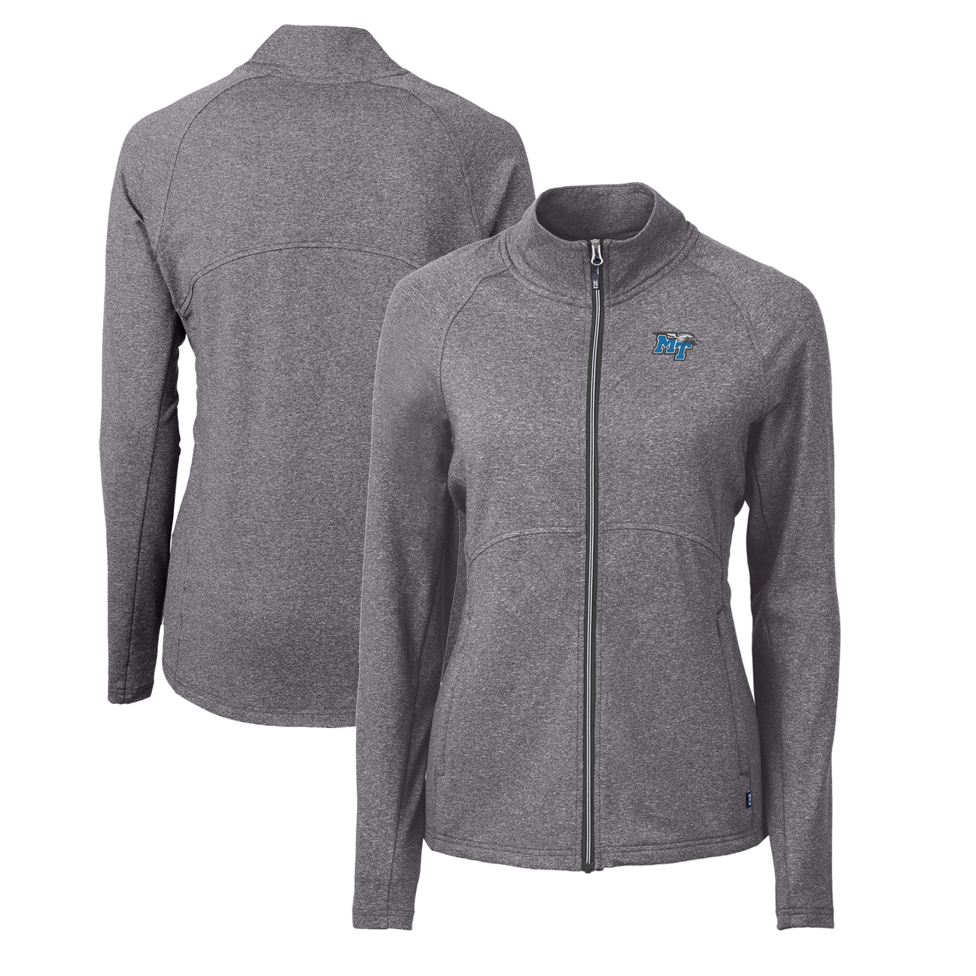 Women's Cutter & Buck  Heather Black MTSU Blue Raiders Adapt Eco Knit Heather Recycled Full-Zip Jacket