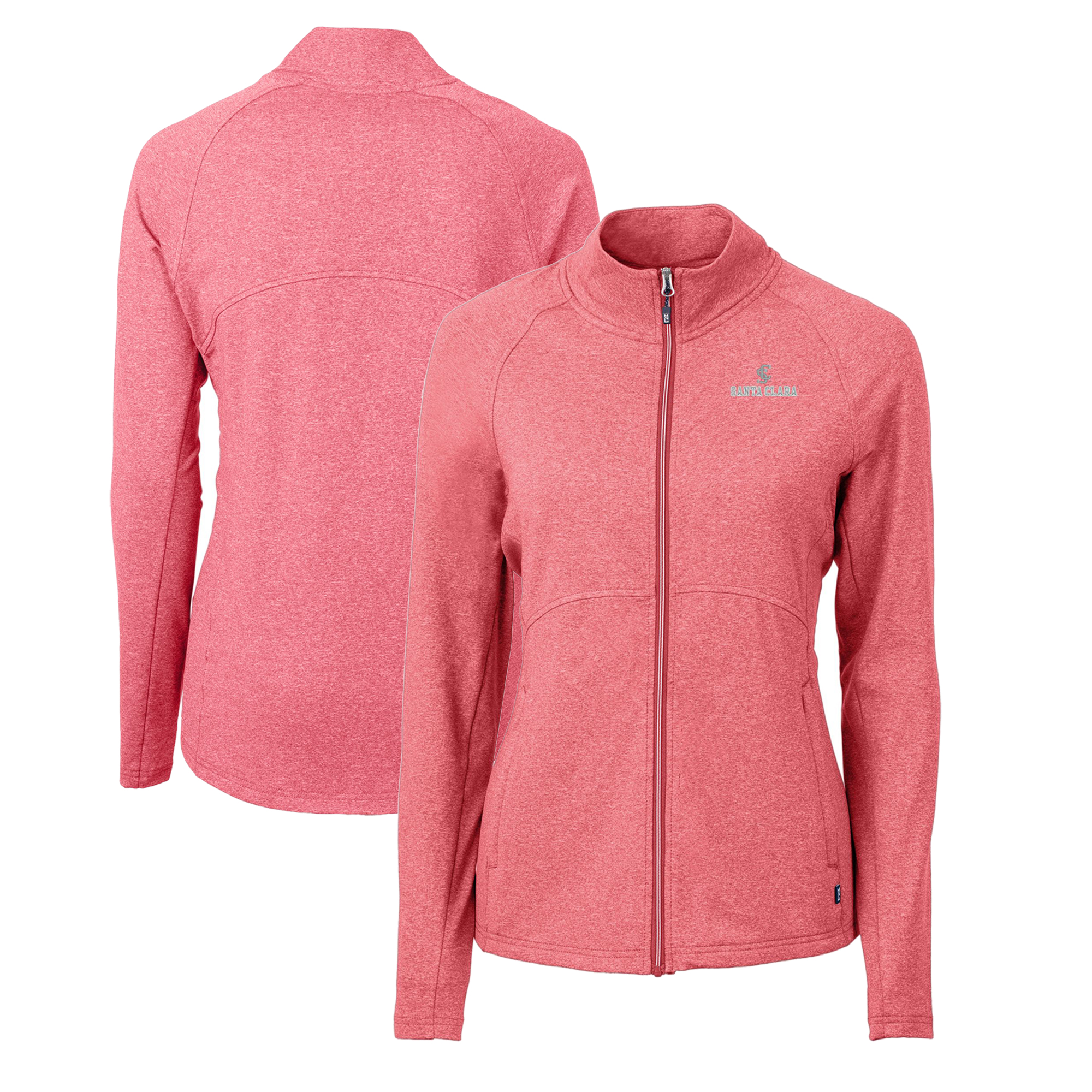Women's Cutter & Buck  Heather Red Santa Clara Broncos Adapt Eco Knit Heather Recycled Full-Zip Jacket