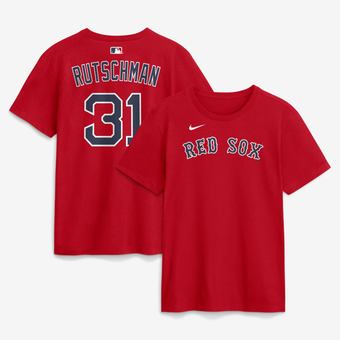 Men's Nike Adley Rutschman Red Boston Red Sox Name & Number T-Shirt