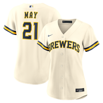 Women's Nike Dustin May Cream Milwaukee Brewers Home Replica Jersey