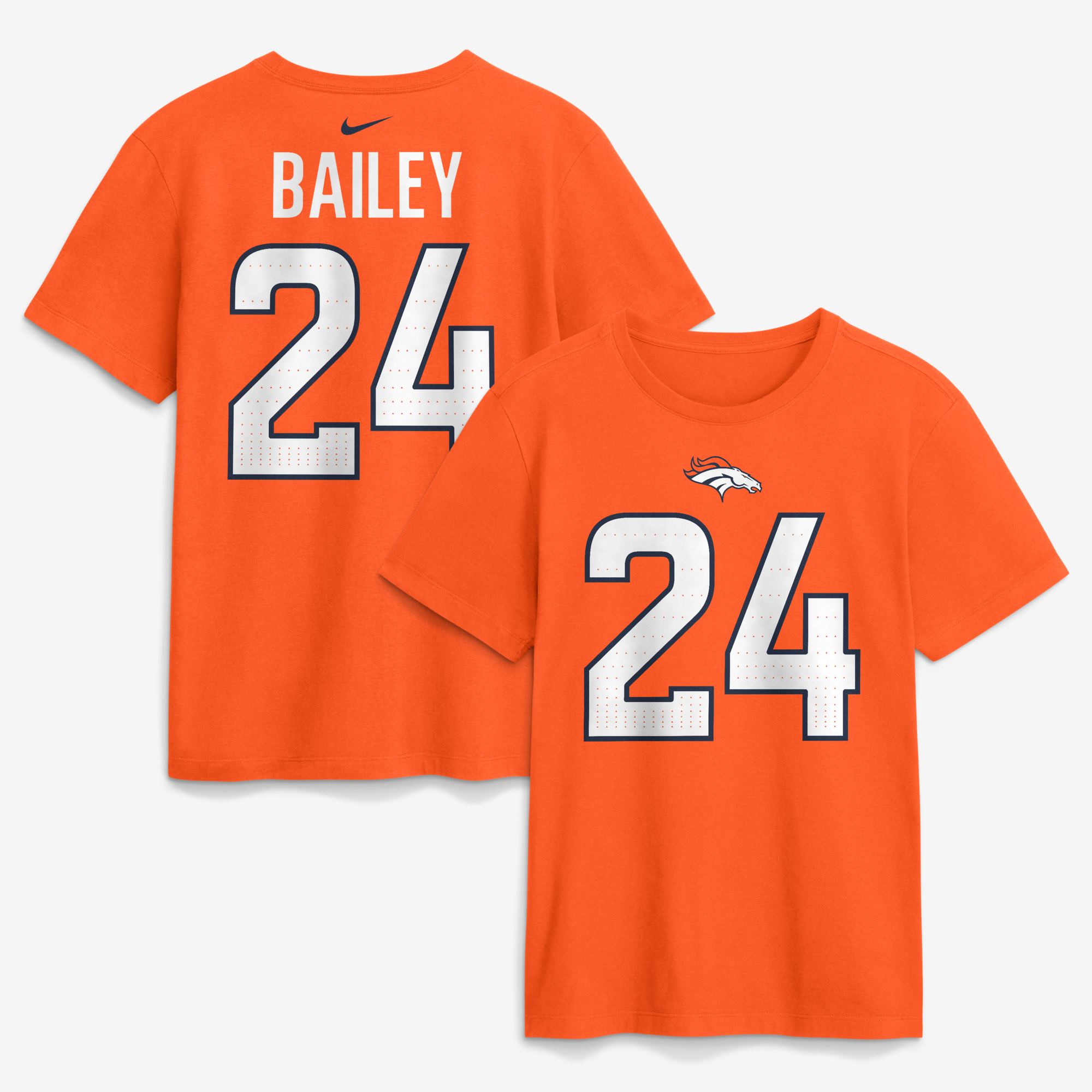 Men's Nike Champ Bailey Orange Denver Broncos Retired Name & Number T-Shirt