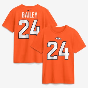 Men's Nike Champ Bailey Orange Denver Broncos Retired Name & Number T-Shirt