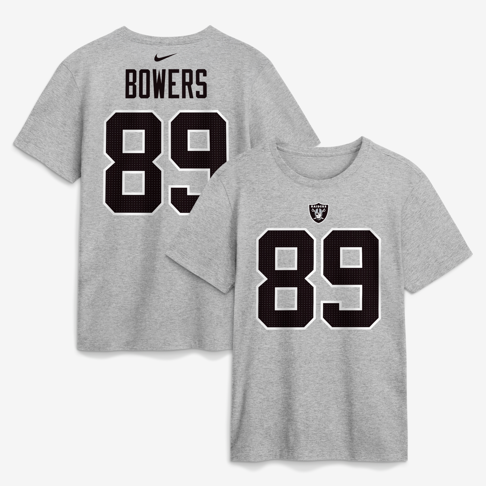 Men's Nike Brock Bowers Heather Gray Las Vegas Raiders Name & Number T-Shirt