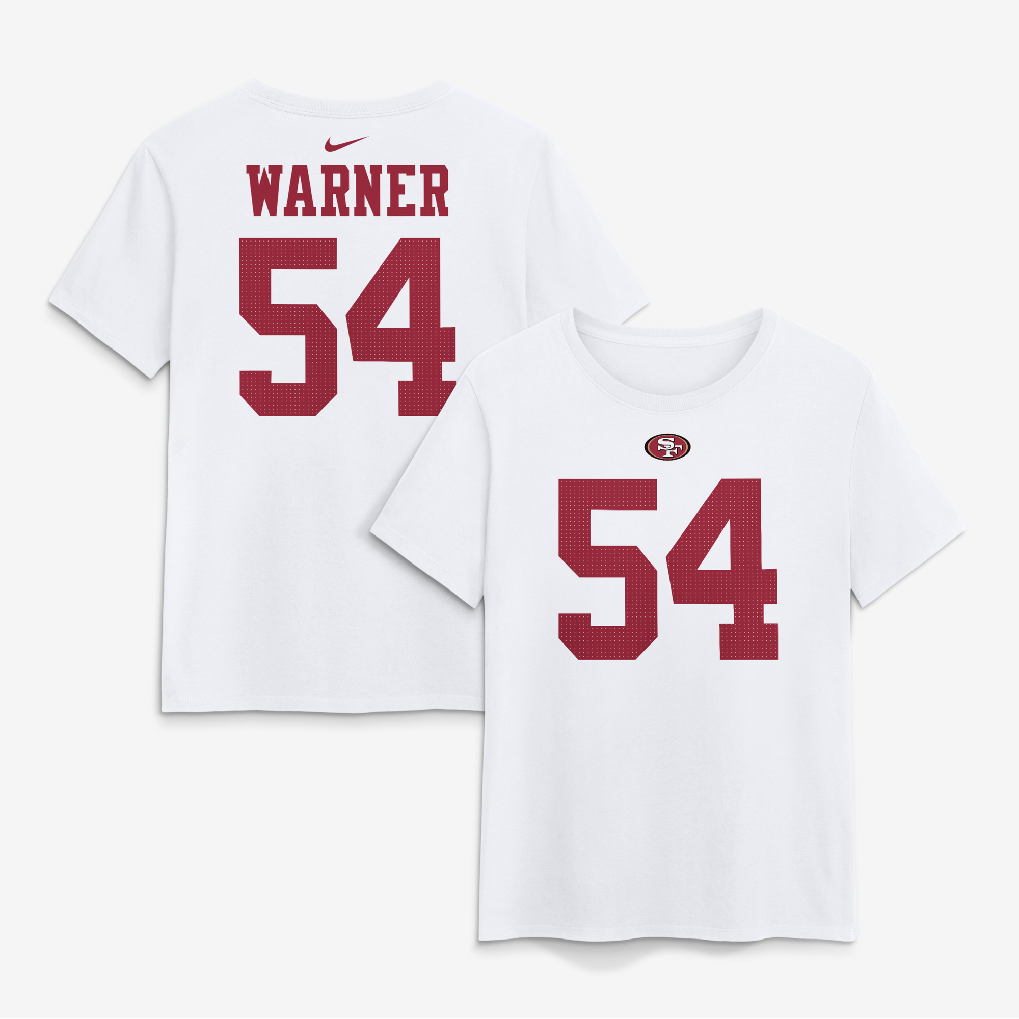 Women's Nike Fred Warner White San Francisco 49ers Name & Number T-Shirt