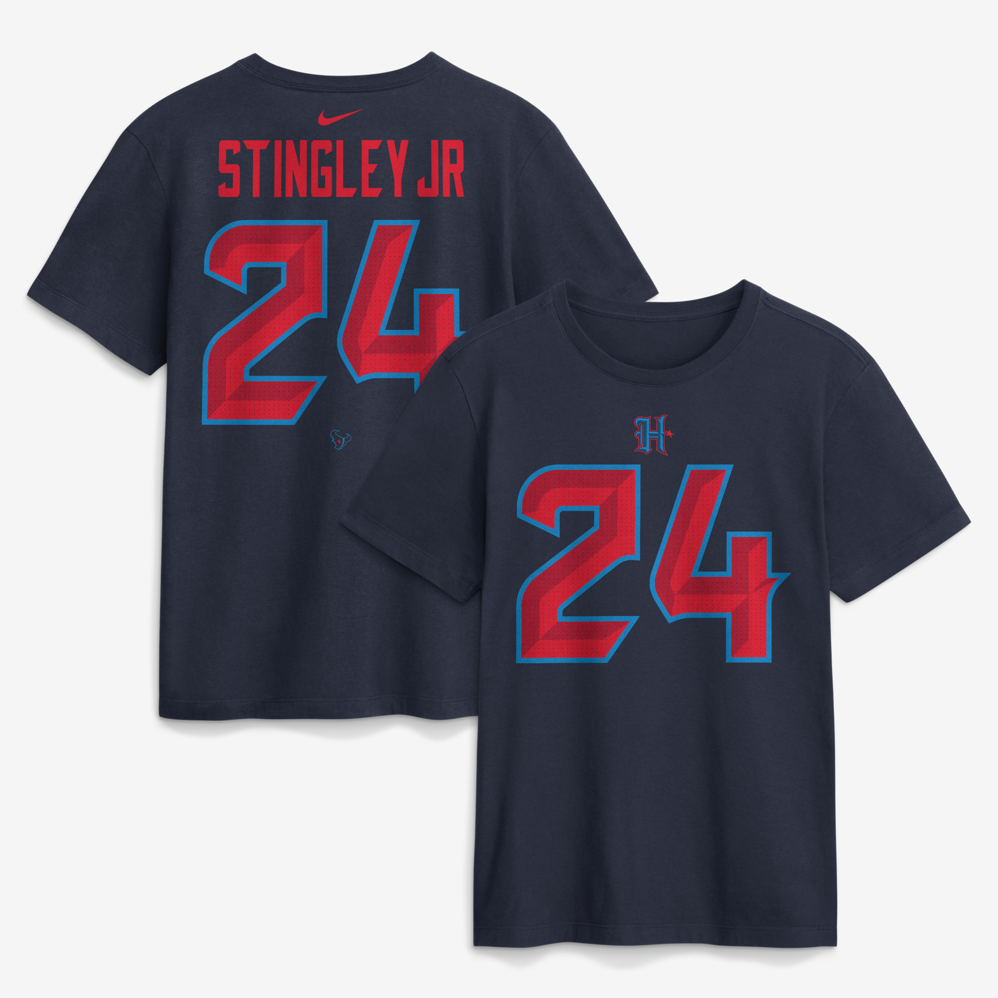 Men's Nike Derek Stingley Jr. Navy Houston Texans Name & Number T-Shirt