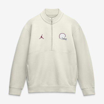 Men's Jordan Brand Natural Oklahoma Sooners Throwback Helmet 24.7 Fleece Half-Zip Pullover