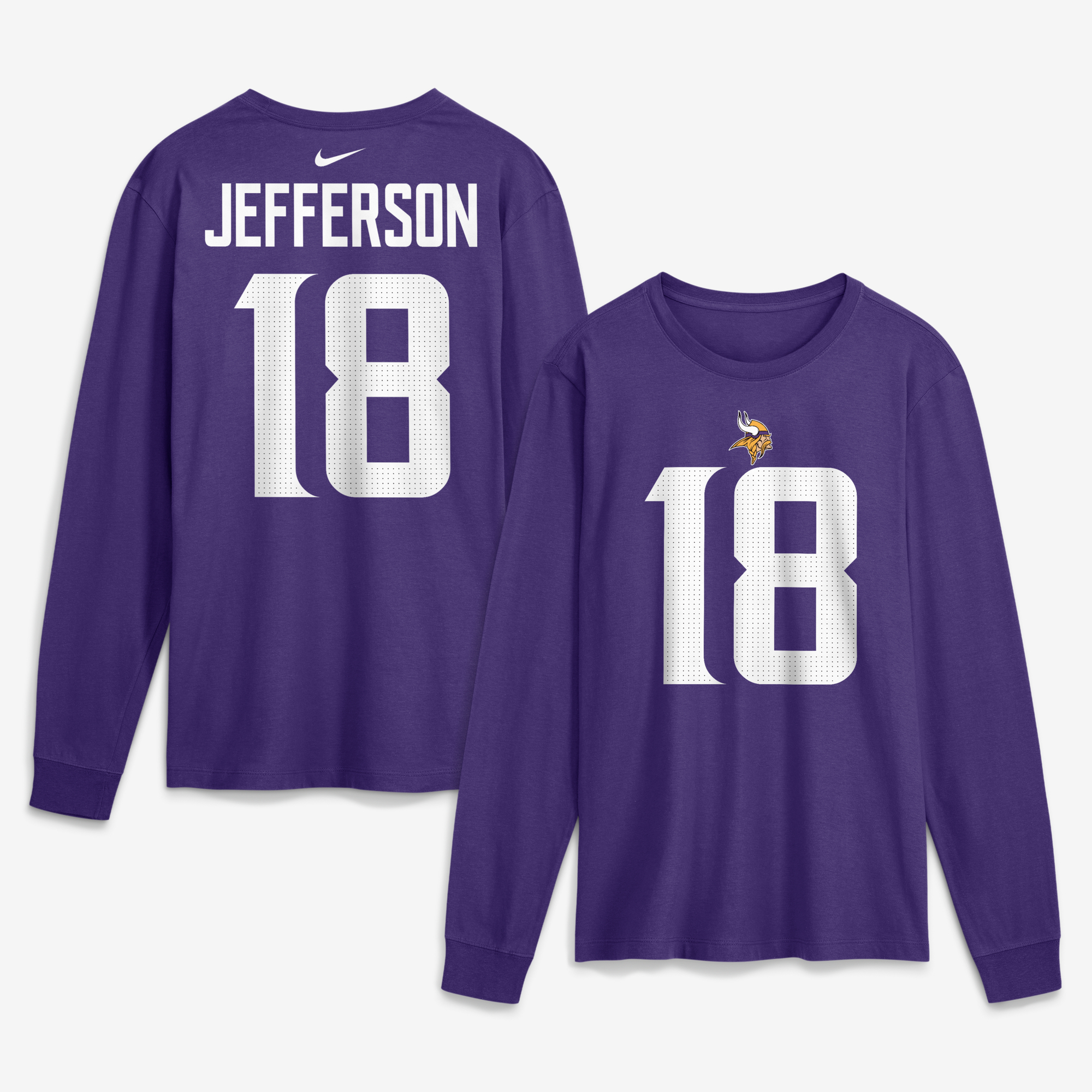 Men's Nike Justin Jefferson Purple Minnesota Vikings Name & Number Long Sleeve T-Shirt