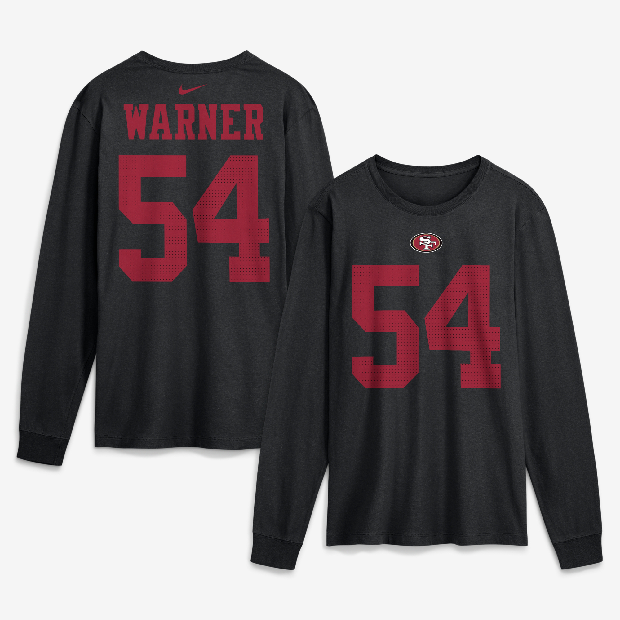 Men's Nike Fred Warner Black San Francisco 49ers Name & Number Long Sleeve T-Shirt