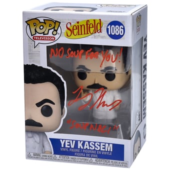 Larry Thomas Seinfeld Autographed Yev Kassem #1086 Red Funko Pop! with "No Soup for You" and "Soup Nazi" Inscriptions - BAS