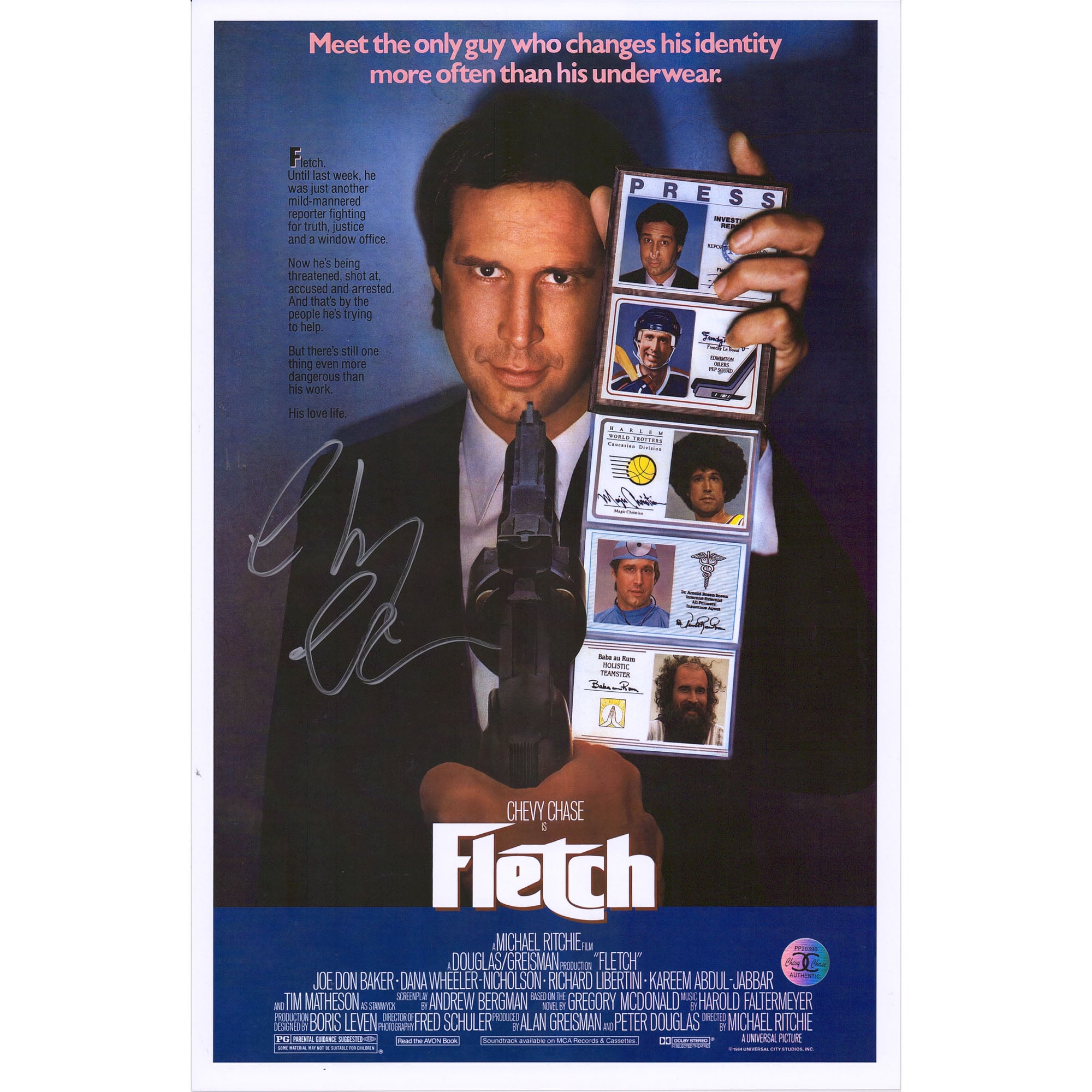 Chevy Chase Fletch Autographed 11" x 17" Movie Poster