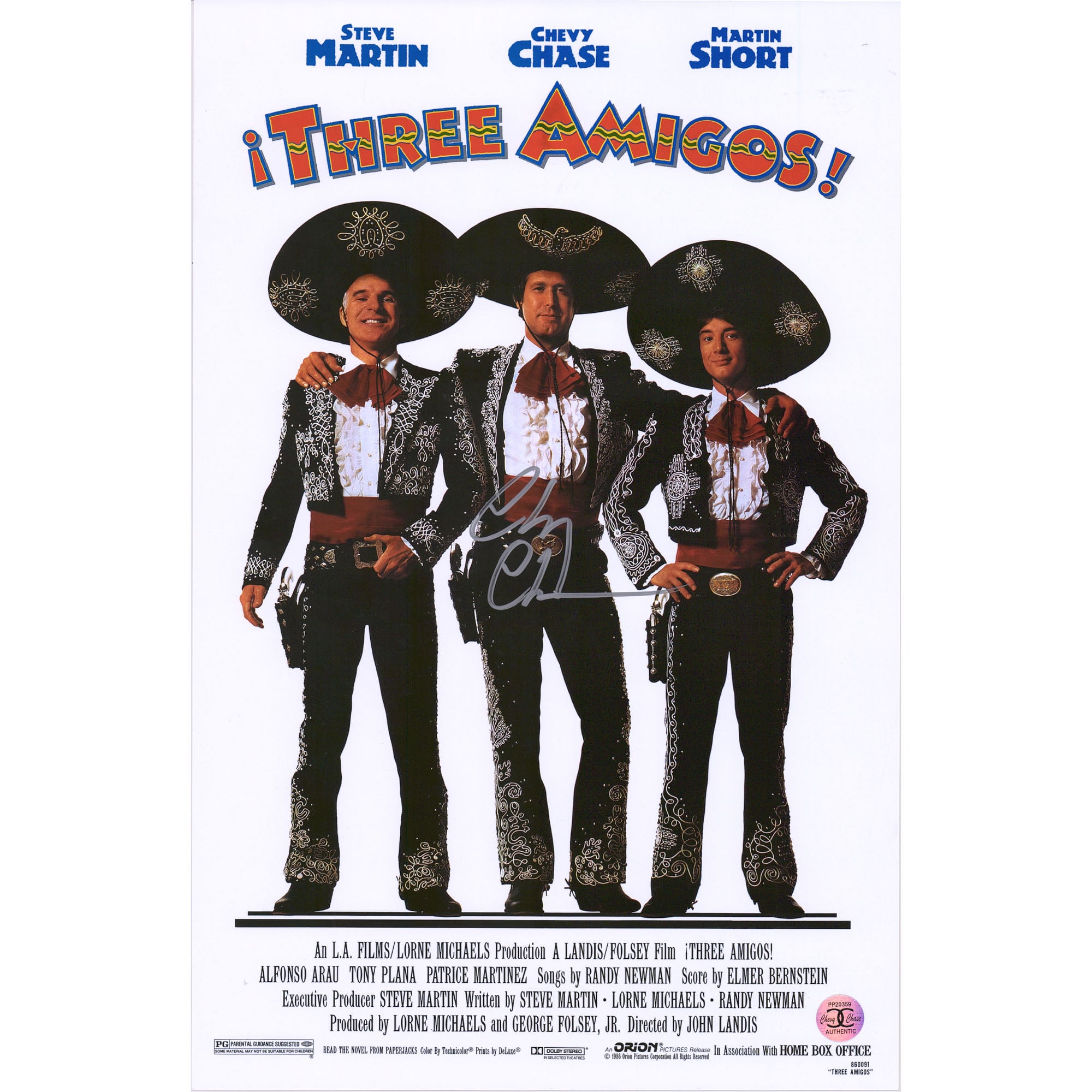 Chevy Chase Three Amigos Autographed 11" x 17" Movie Poster