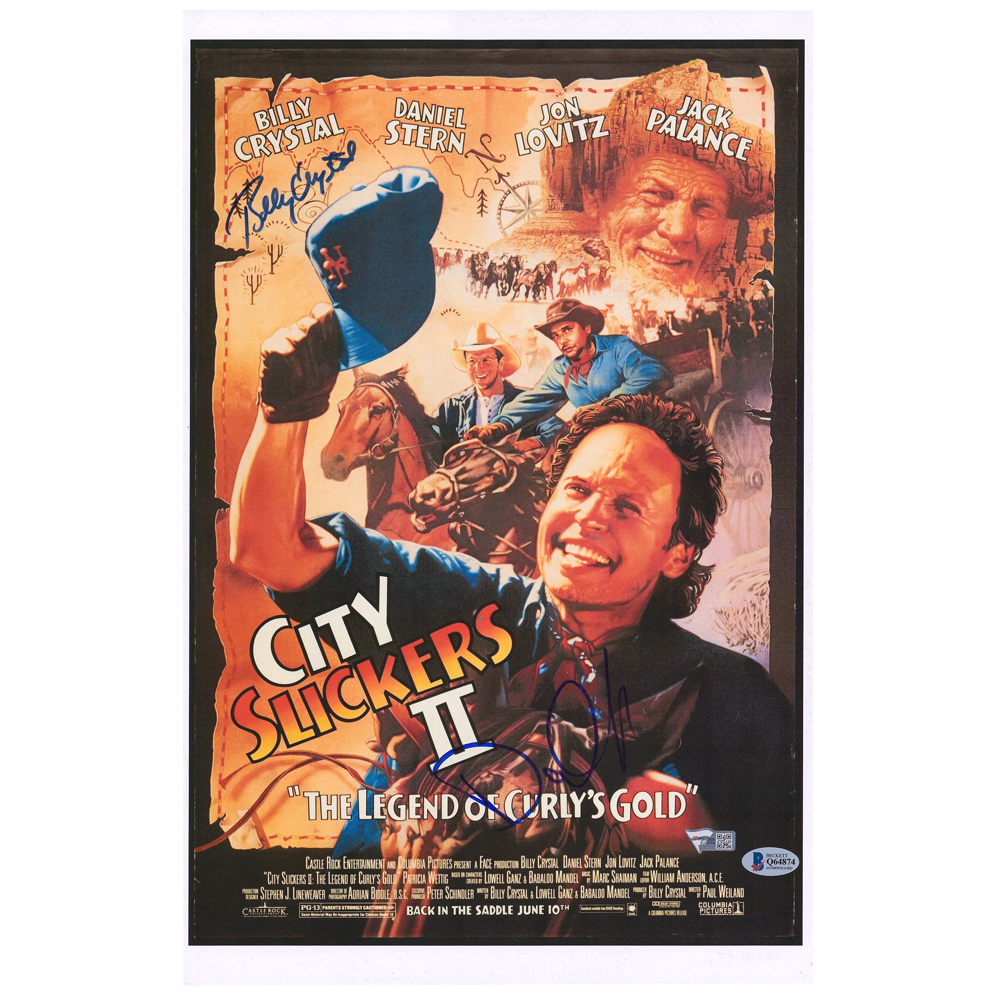 Billy Crystal & Daniel Stern City Slickers II Autographed 11" x 17" Movie Poster