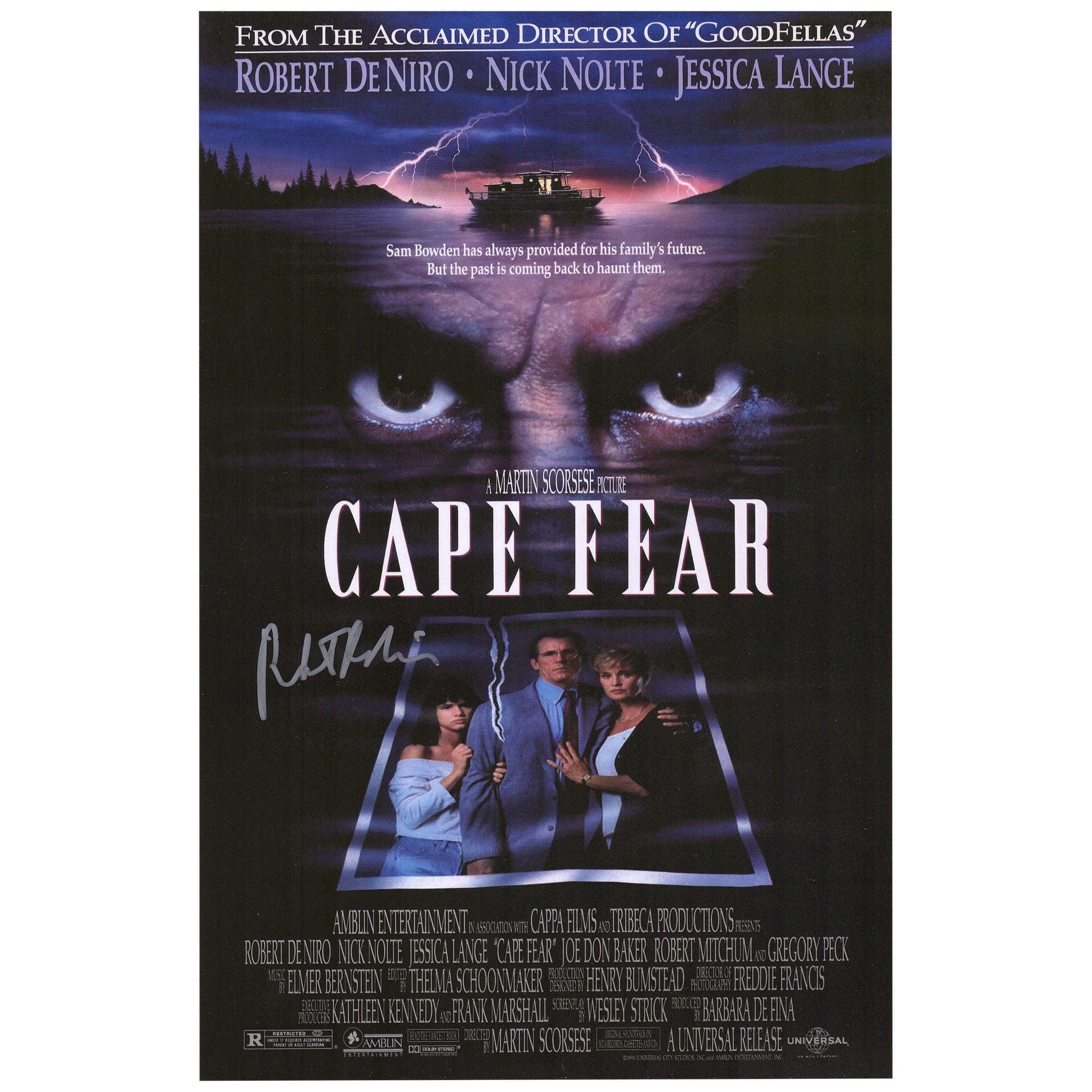 Robert De Niro Autographed 12" x 18" Cape Fear Movie Poster Print
