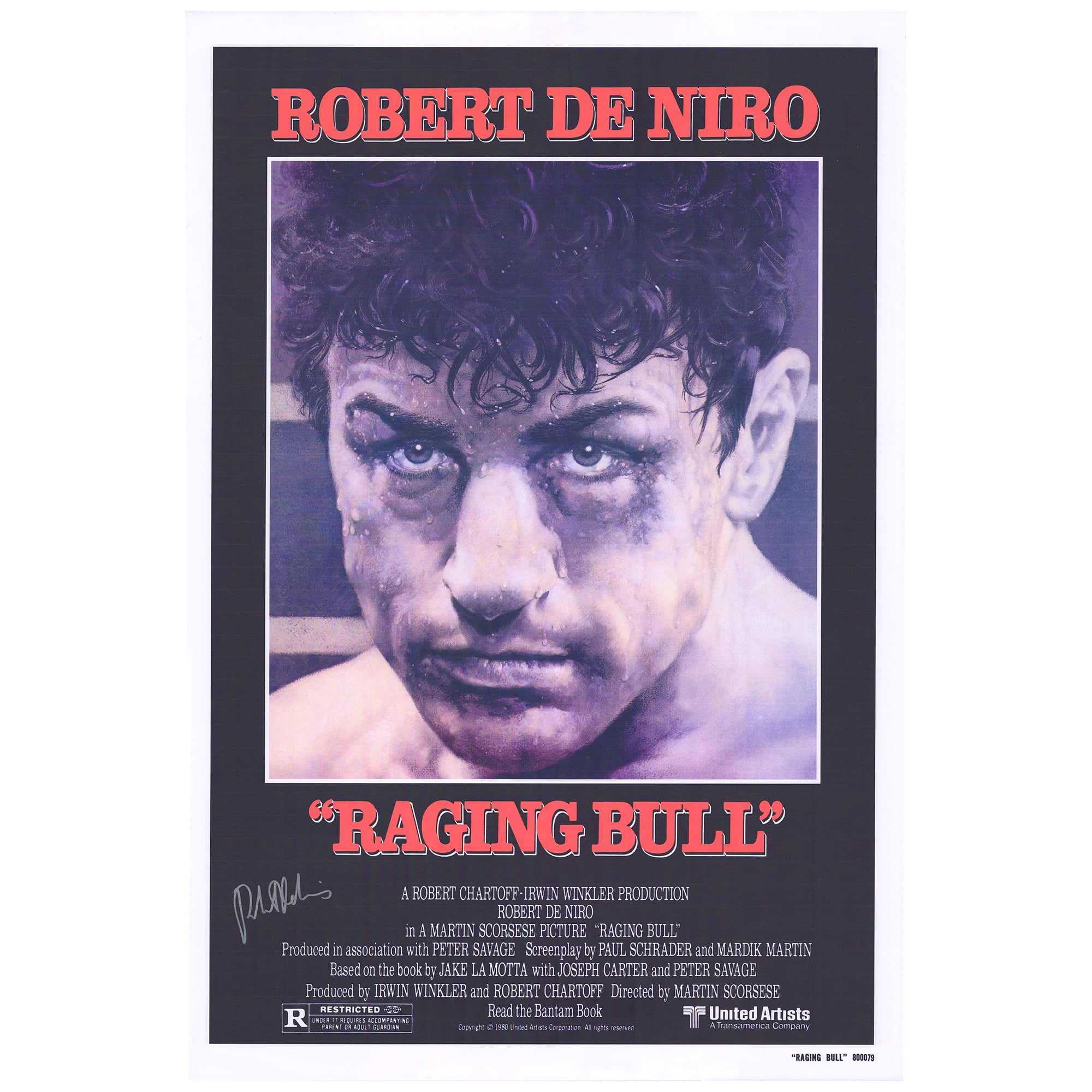 Robert De Niro Autographed 27" x 40" Raging Bull Full-Size Movie Poster