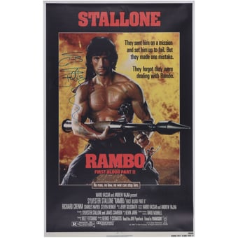 Sylvester Stallone Rambo II Autographed 24" x 36" Movie Poster