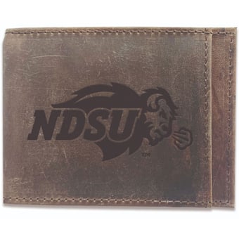 Brown NDSU Bison Bifold Leather Wallet