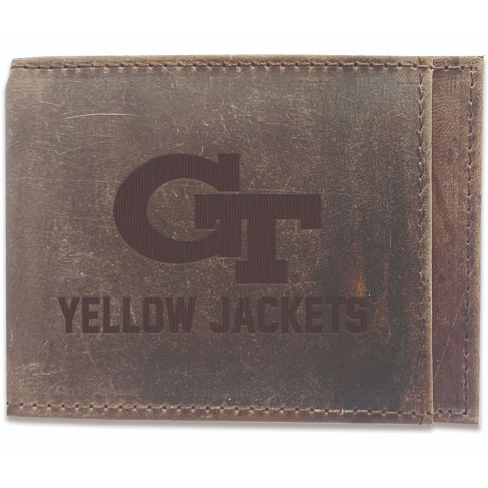 Brown Georgia Tech Yellow Jackets Bifold Leather Wallet