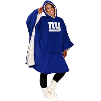 "New York Giants 60"" x 80"" Logo Patch Team Color Bloncho with Sherpa"