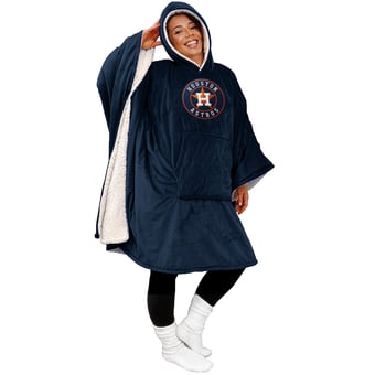 "Houston Astros 60"" x 80"" Logo Patch Team Color Bloncho with Sherpa"